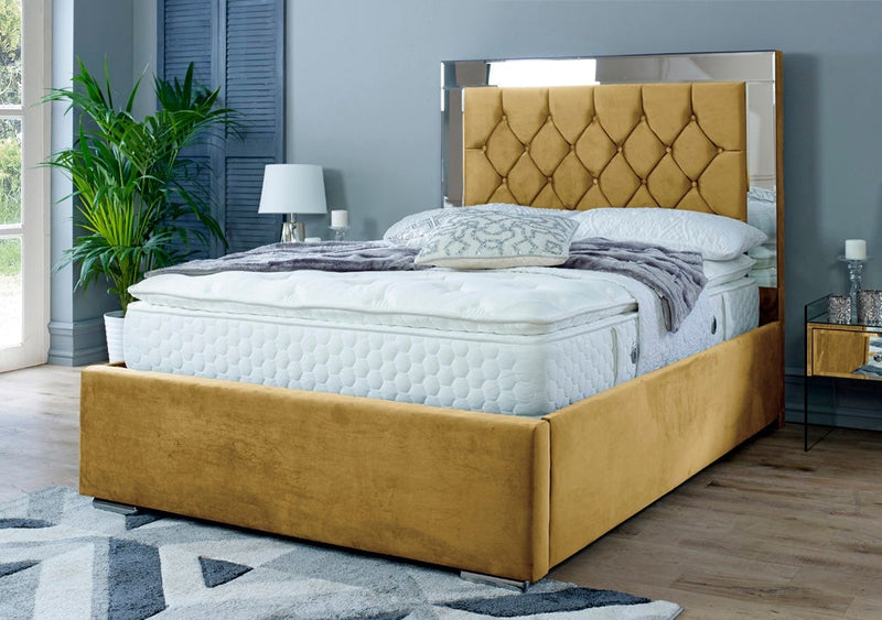 Dormer 4ft Small Double Bed Frame - Velvet Mustard