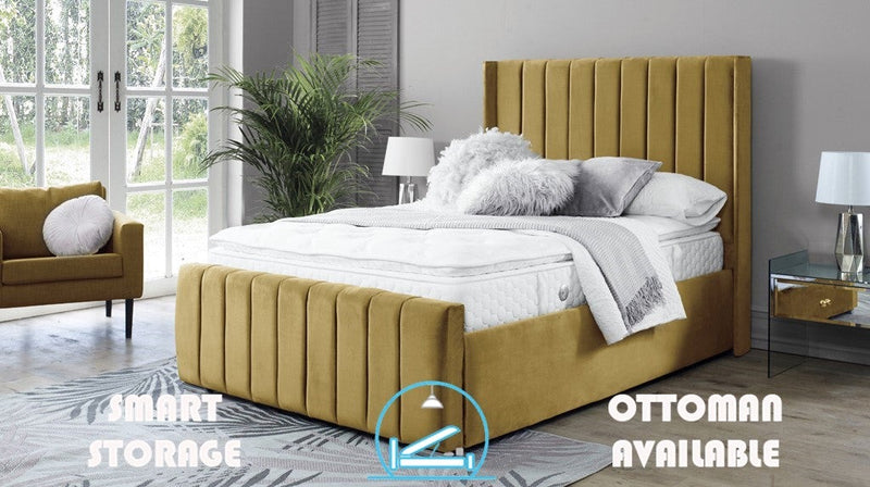 Topaz 6ft Ottoman Bed Frame- Velvet Mustard
