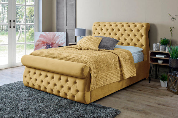 Alicante 4ft 6 Ottoman Bed Frame- Velvet Mustard