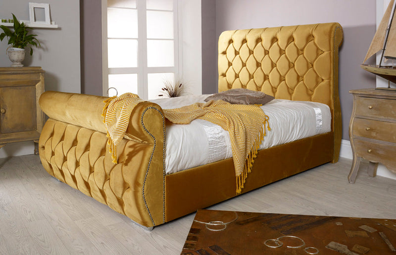 Chester 4ft 6 Ottoman Bed Frame- Velvet Mustard