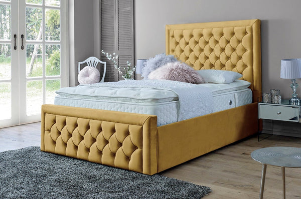 Lewis 4ft Ottoman Bed Frame- Velvet Mustard