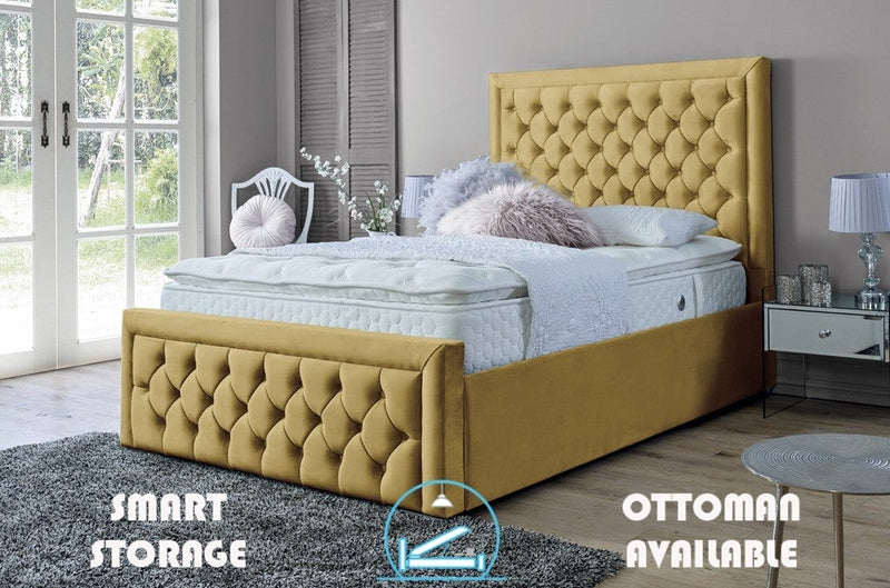 Lewis 3ft Single Ottoman Bed Frame- Velvet Mustard