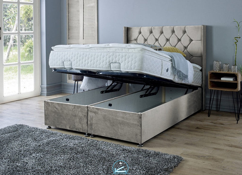 Marlon 3ft Single Ottoman Bed Frame- Naples Silver