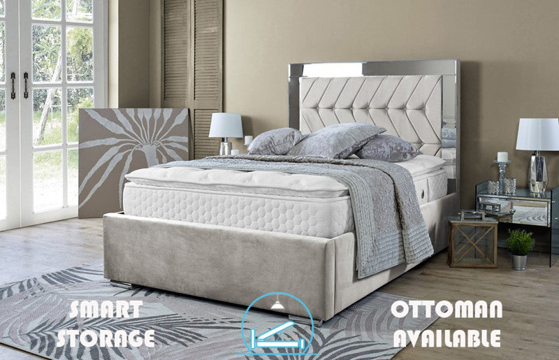 Parie 5ft Kingsize Ottoman Bed Frame- Velvet Grey
