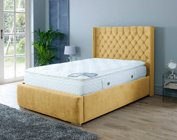 Rose 4ft Ottoman Bed Frame- Velvet Mustard