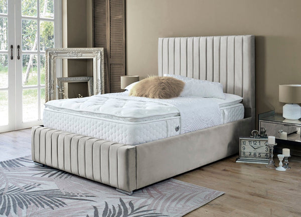 Turin 3ft Single Ottoman Bed Frame- Velvet Beige