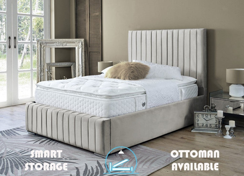 Turin 4ft 6 Ottoman Bed Frame- Velvet Grey