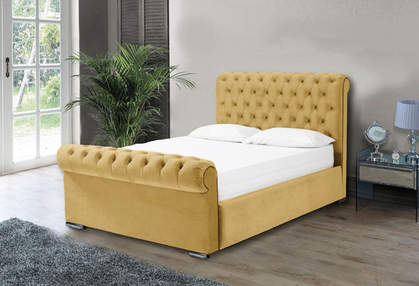 Benito 3ft Single Ottoman Bed Frame- Velvet Mustard