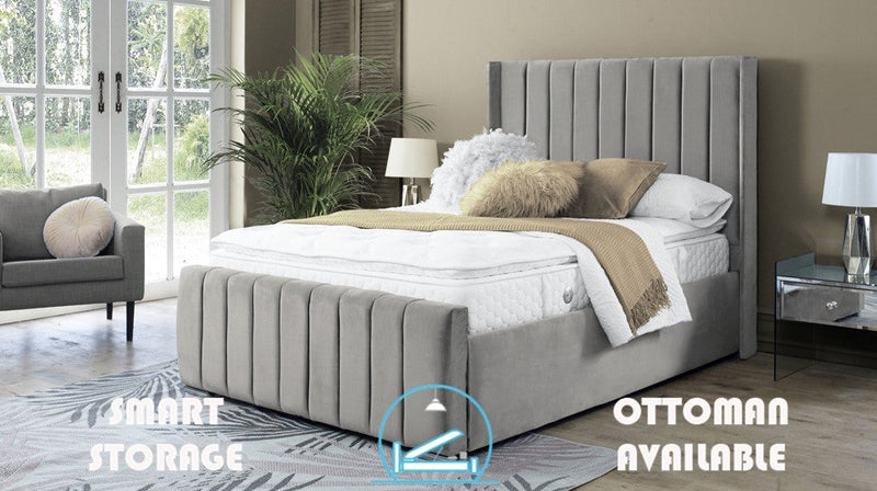 Topaz 5ft Ottoman Bed Frame- Velvet Grey