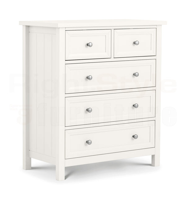 Bangor 3+2 Drawer Chest - Surf White