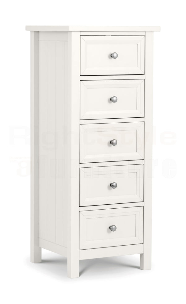 Bangor 5 Drawer Tall Chest - Surf White