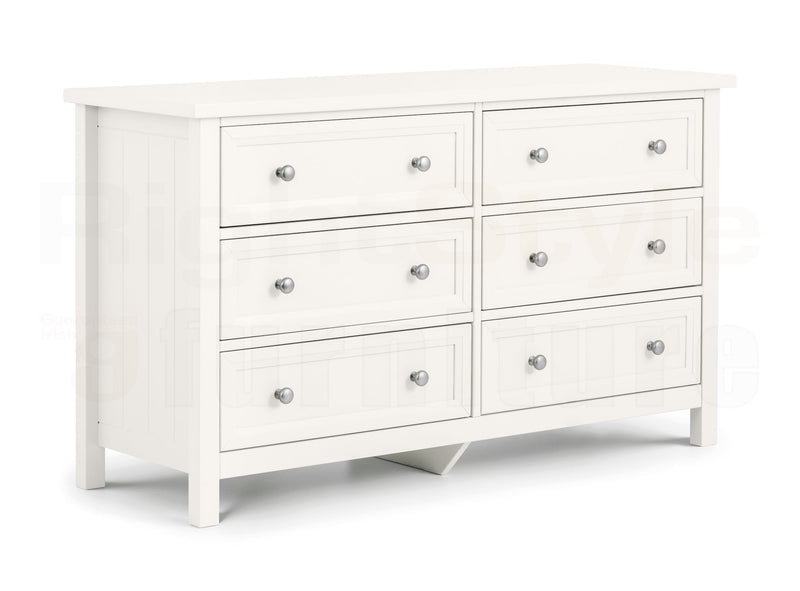 Bangor 6 Drawer Wide Chest - Surf White