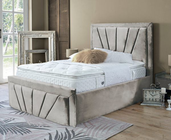 Starry 4ft Small Double Ottoman Bed Frame - Velvet Beige