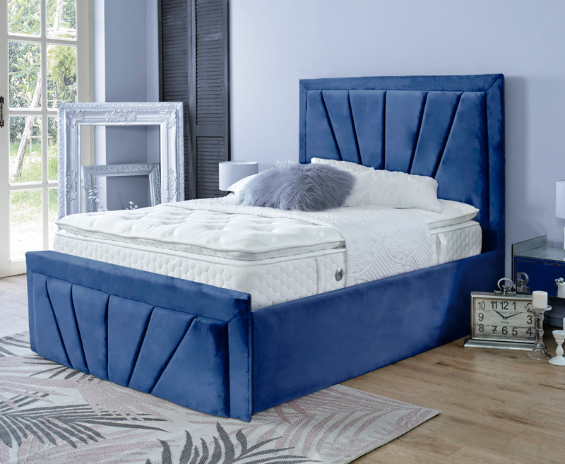Small double blue bed hotsell