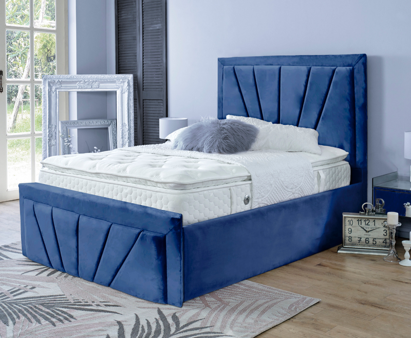 Starry 6ft Superking Ottoman Bed Frame - Velvet Steel