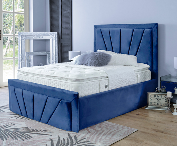 Starry 6ft Superking Ottoman Bed Frame - Velvet Blue