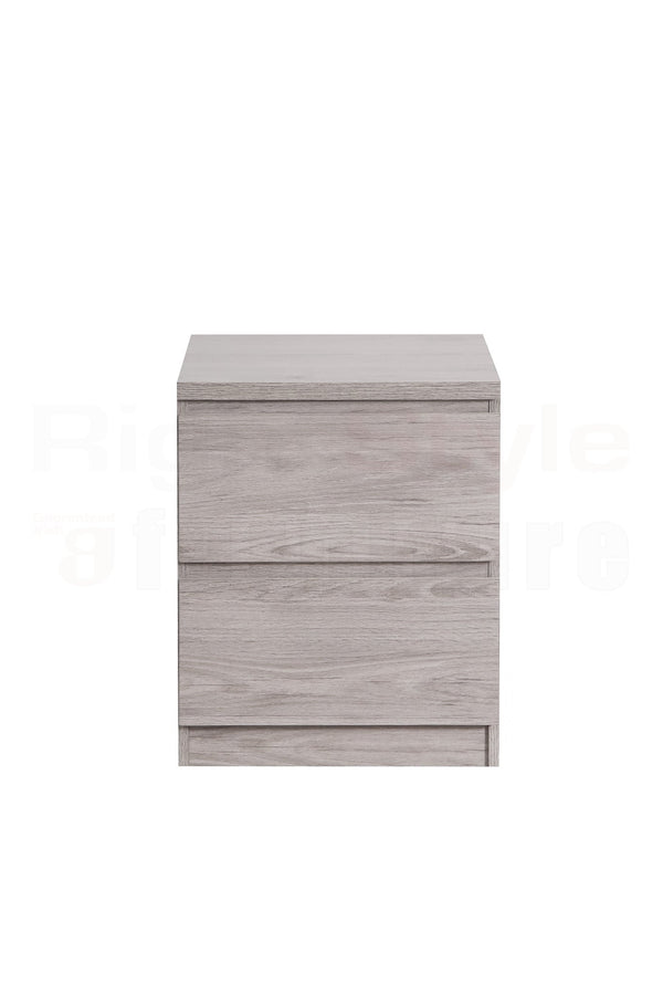 Europa  2 Drawer Bedside Grey Oak