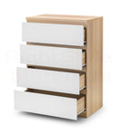 Europa 4 Drawer Chest White & Oak