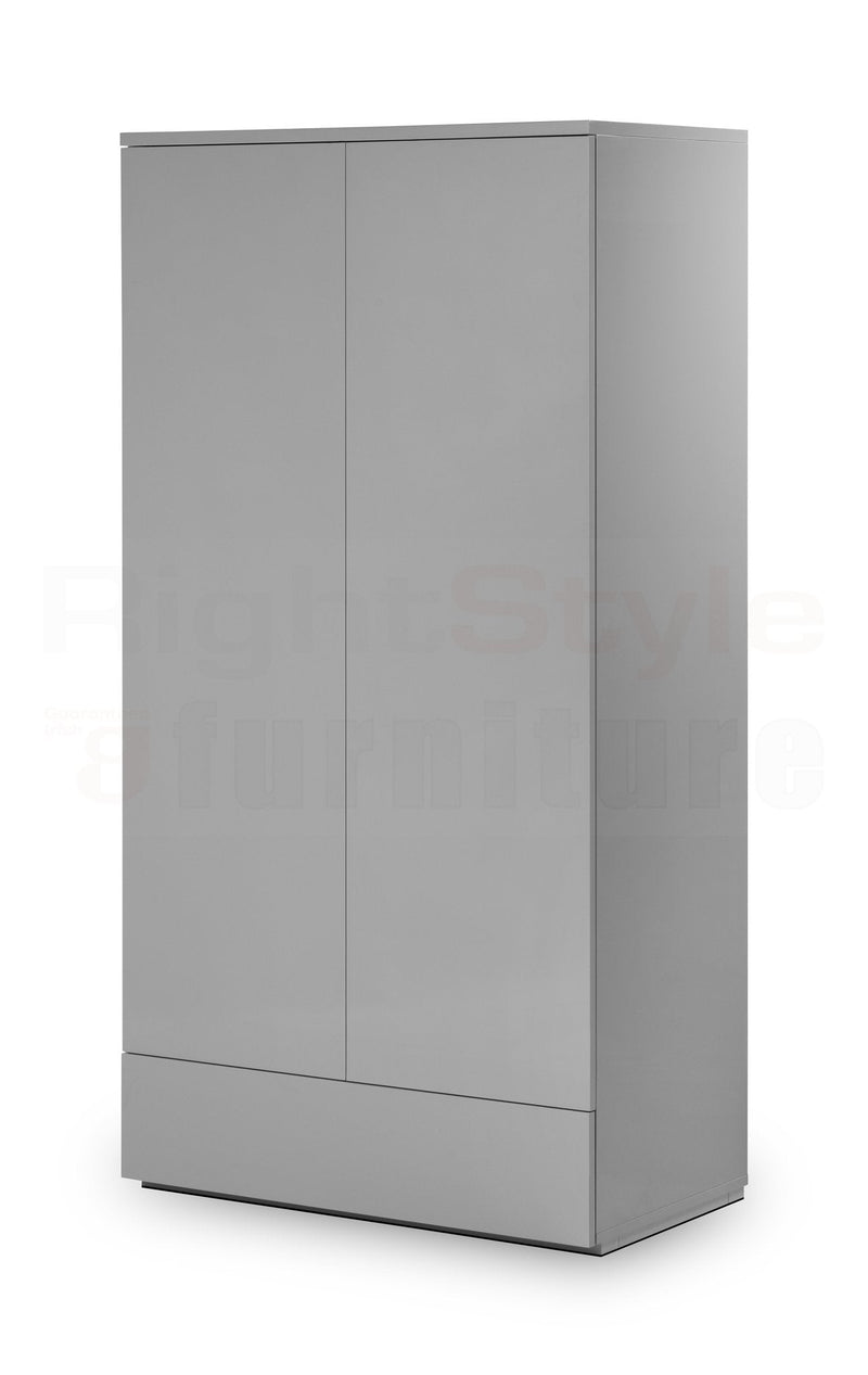 Grace 2 Door 1 Drw Wardrobe - Grey Gloss