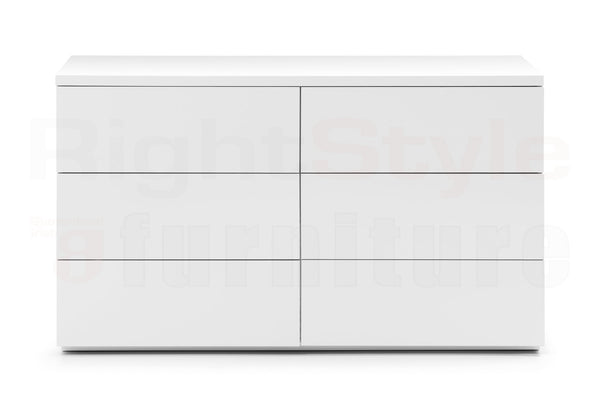 Grace 6 Drw Wide Chest - White Gloss