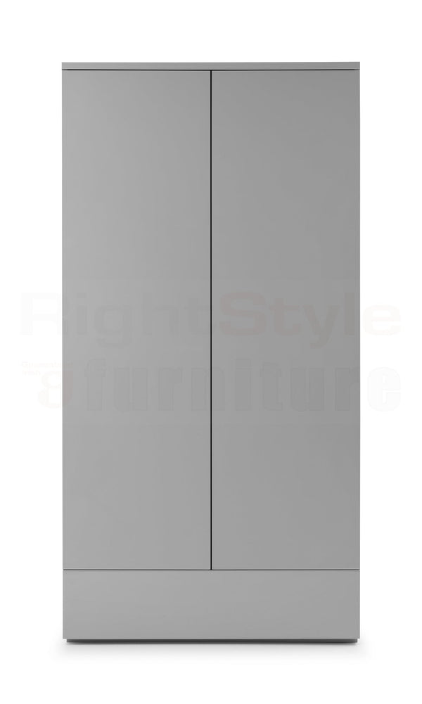 Grace 2 Door 1 Drw Wardrobe - Grey Gloss