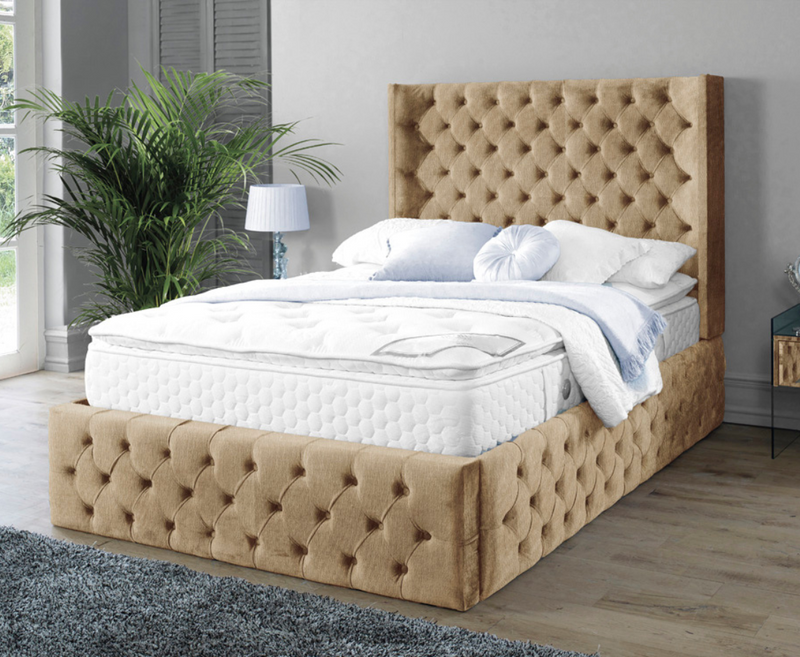 Harlow 4ft6 Double Bed Frame - Velvet Mustard