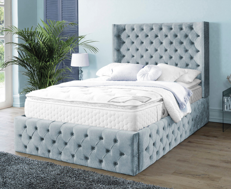 Harlow 4ft Small Double Bed Frame - Velvet Grey