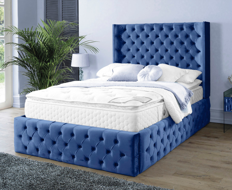 Harlow 4ft6 Double Bed Frame - Velvet Blue