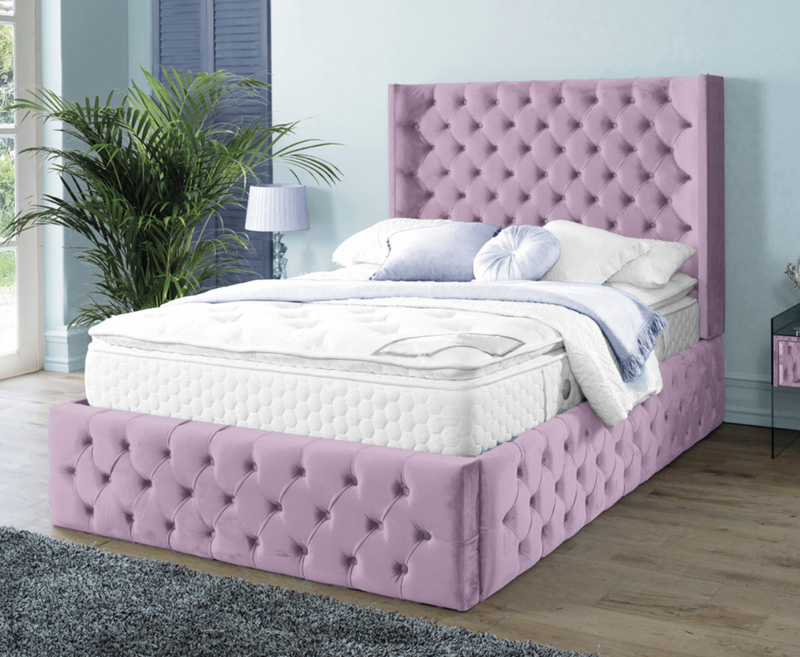 Harlow 4ft6 Double Bed Frame - Velvet Pink