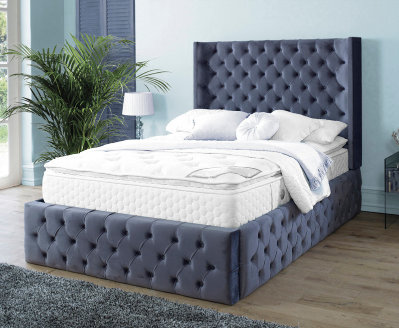 Harlow 6ft Superking Bed Frame - Velvet Blue