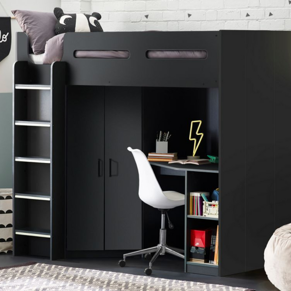 Anderson desk high sleeper hot sale with black chair