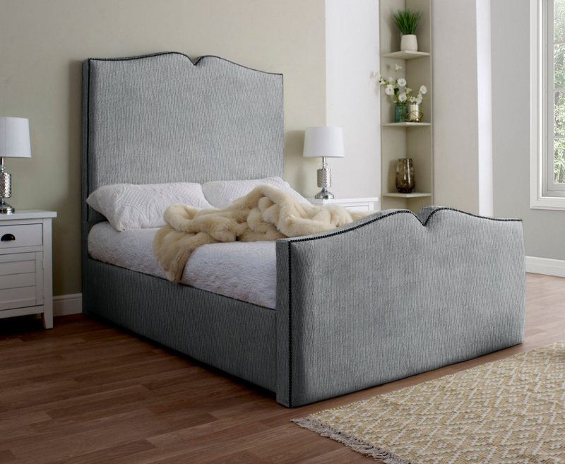 Love Heart 3ft Single Ottoman Bed Frame - Velvet Grey