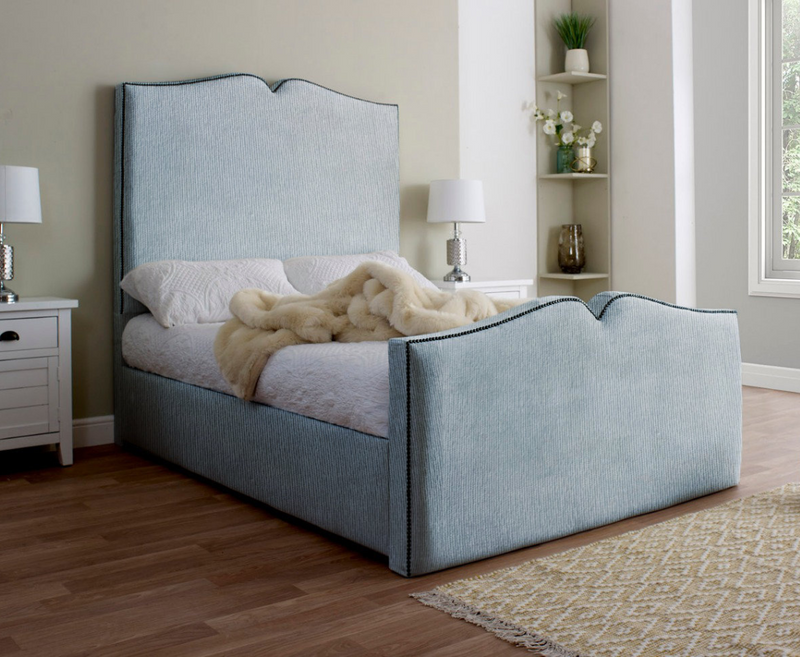 Love Heart 3ft Single Ottoman Bed Frame - Velvet Grey