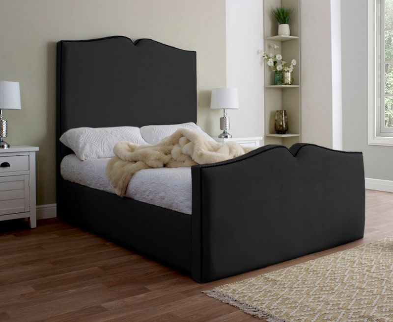 Love Heart 3ft Single Ottoman Bed Frame - Velvet Grey