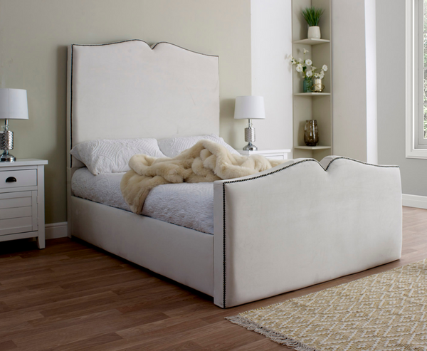 Love Heart 6ft Superking Bed Frame - Velvet Cream