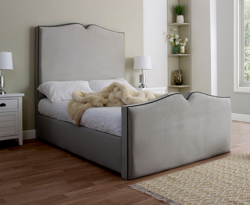 Love Heart 3ft Single Ottoman Bed Frame - Naples Silver