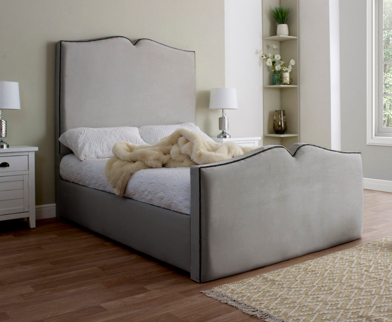 Love Heart 4ft Small Double Bed Frame - Velvet Pink