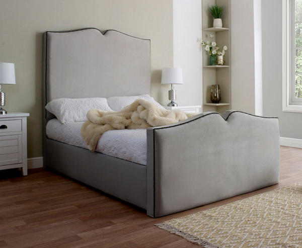 Love Heart 6ft Superking Bed Frame - Velvet Grey