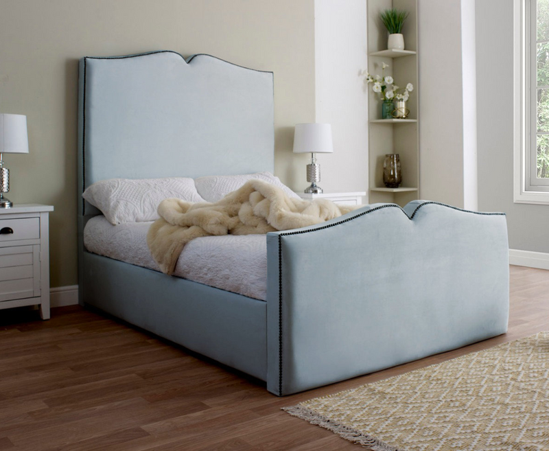 Love Heart 3ft Single Ottoman Bed Frame - Velvet Grey