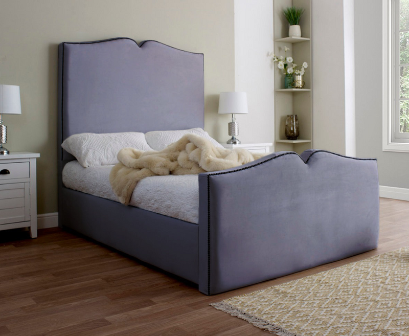 Love Heart 6ft Superking Bed Frame - Velvet Silver