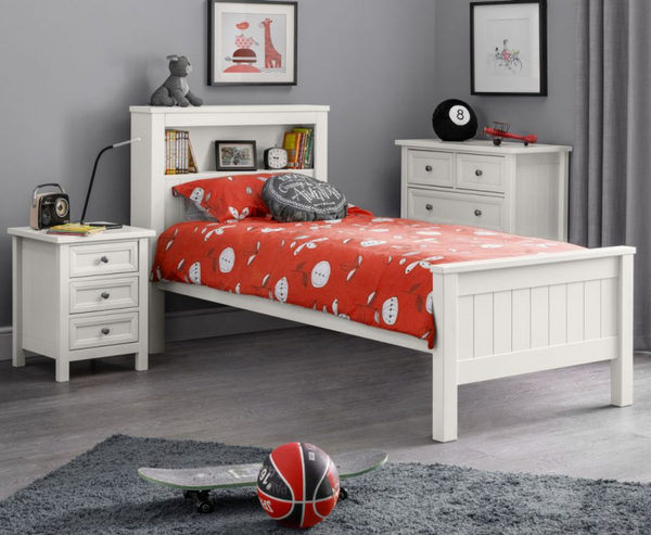 Maine Bookcase Bed 90cm - Surf White