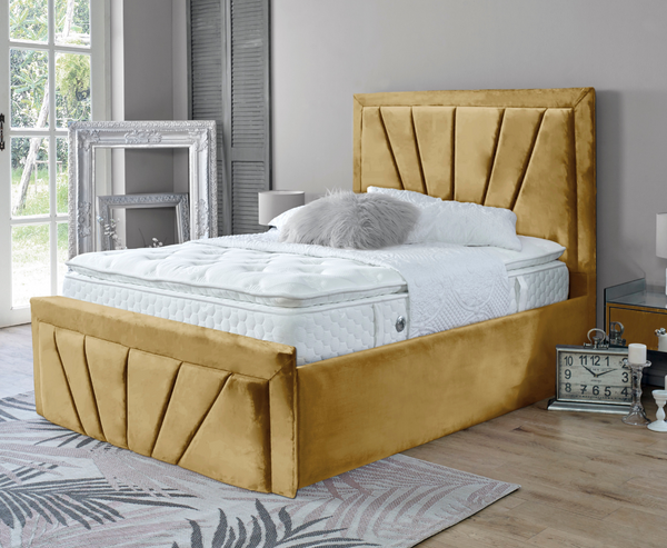 Starry 6ft Superking Ottoman Bed Frame - Velvet Mustard