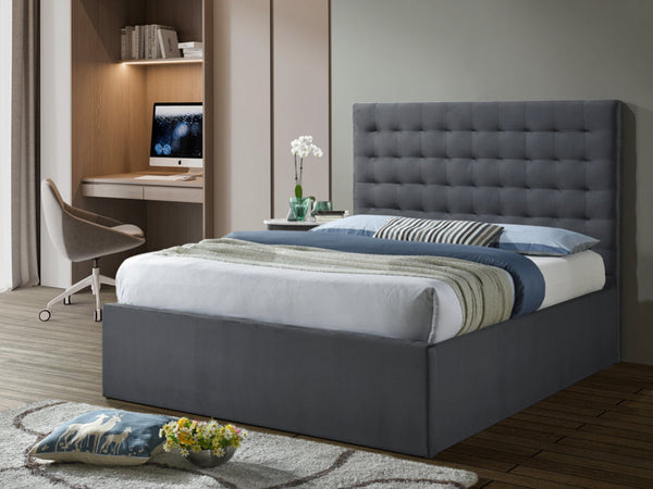 Maya 5ft Grey Velvet Ottoman Bed