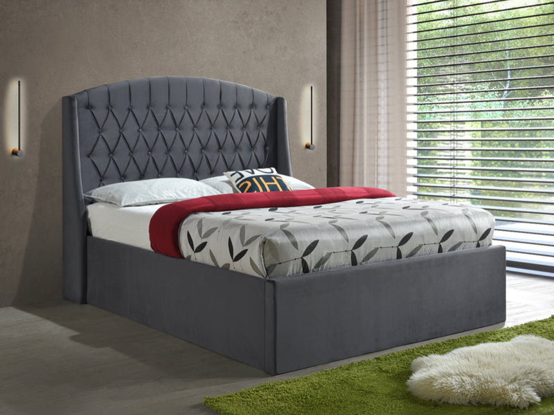 Paige 4ft6 Grey Velvet Ottoman Bed