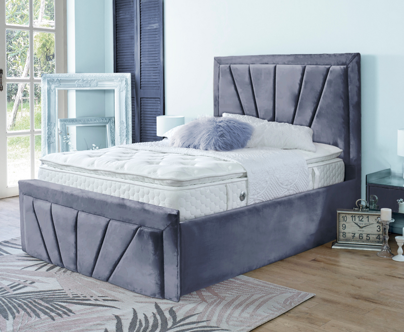 Starry 4ft Small Double Ottoman Bed Frame - Velvet Grey