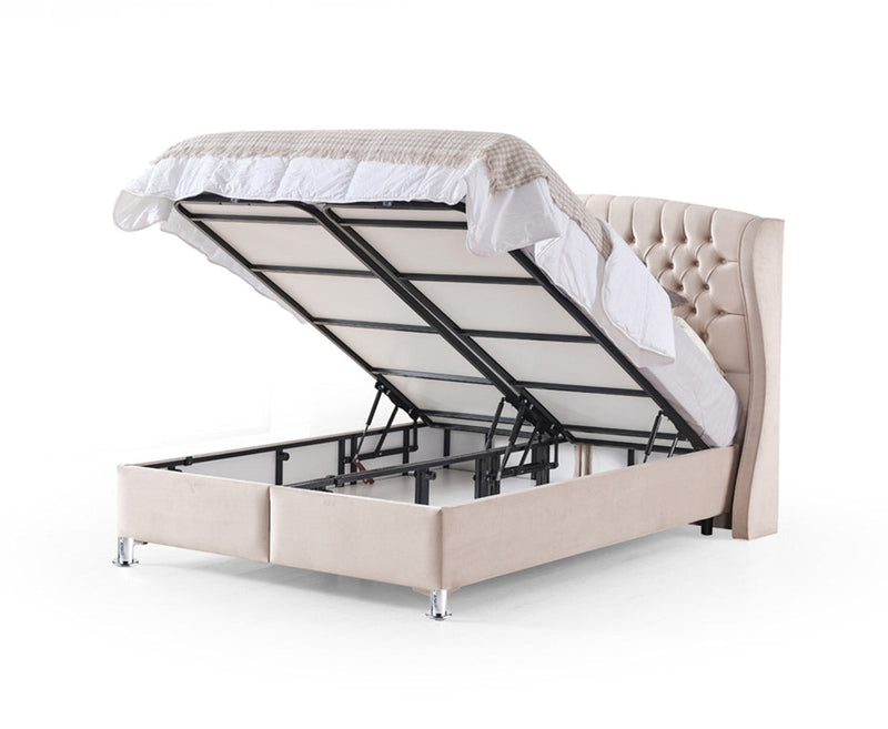 Venus 5ft Kingsize Ottoman Bed Frame - Sand